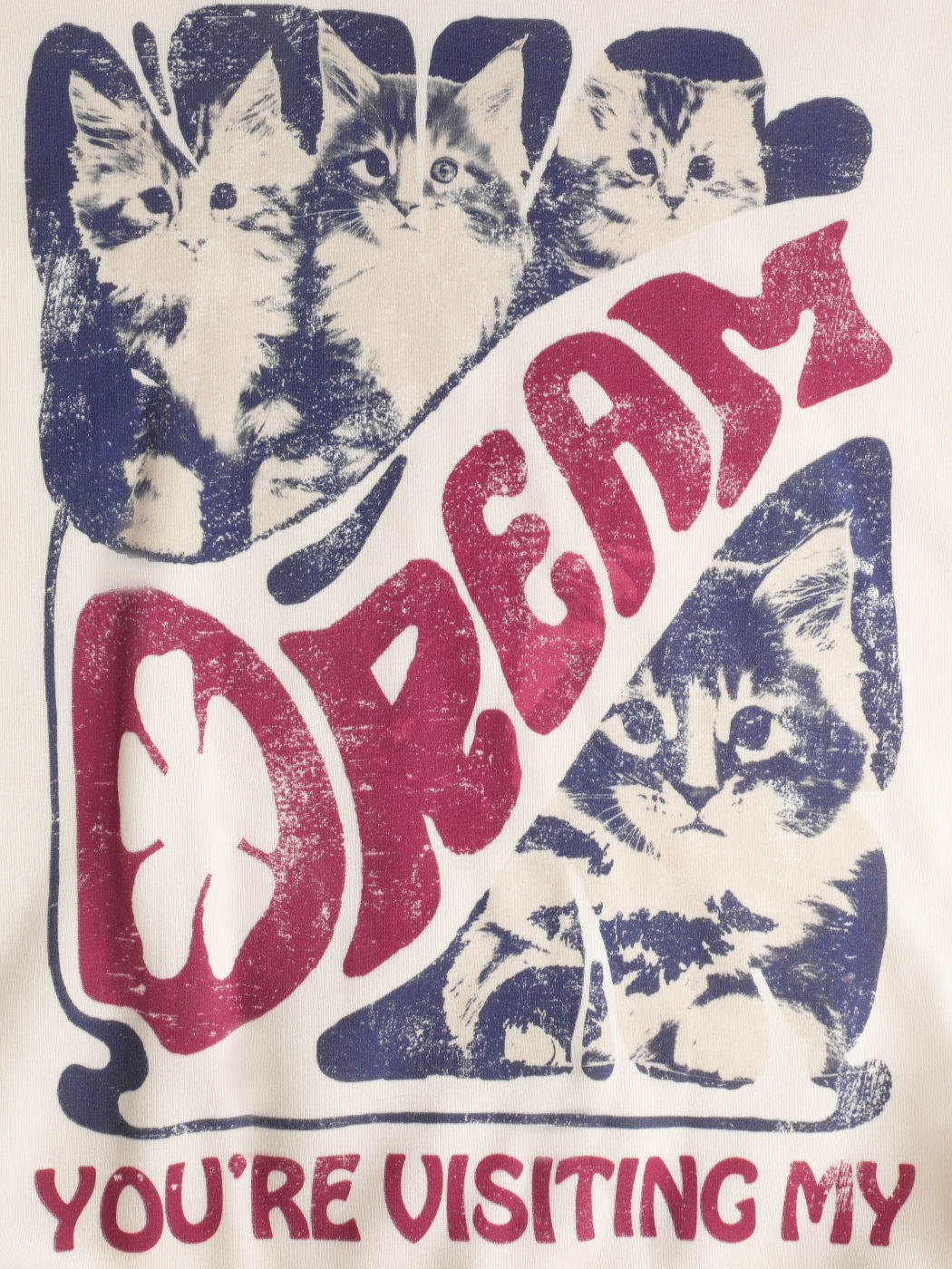 DREAM Terry Round Neck Cat Sweatshirt