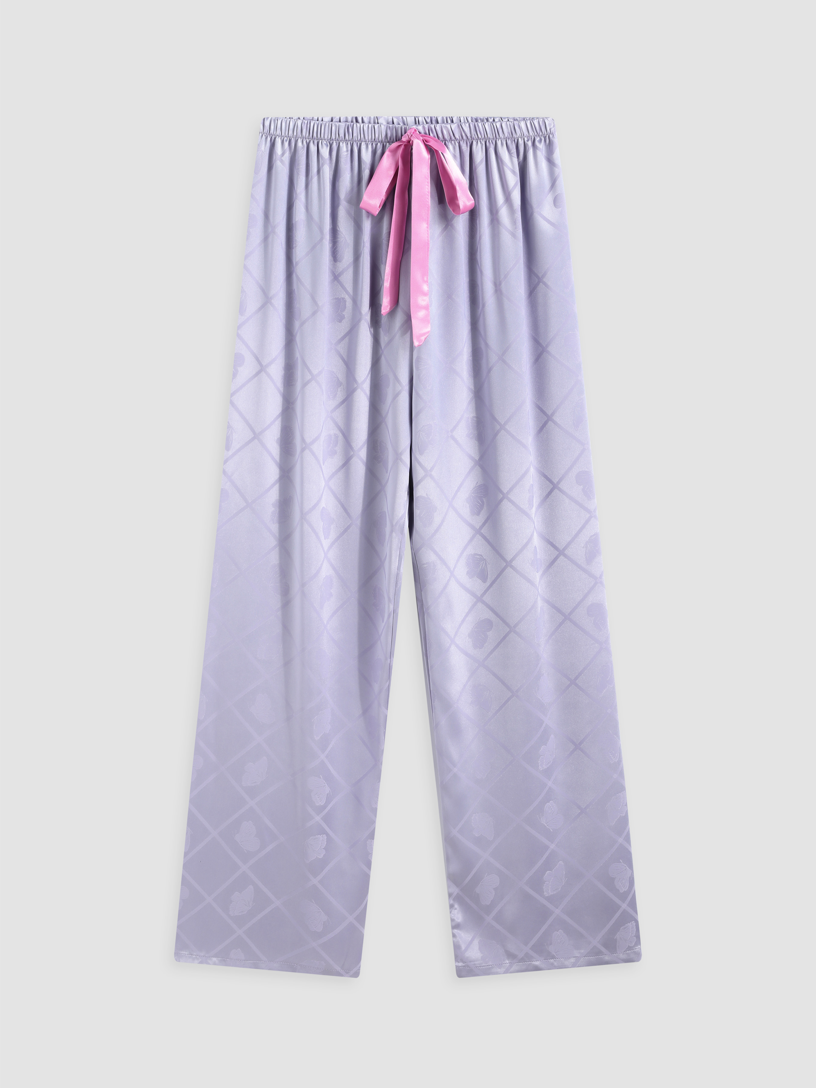 Satin Middle Waist Butterfly Pajama Trousers Cider