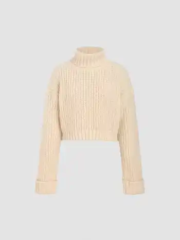 High Neckline Knitted Long Sleeve Top