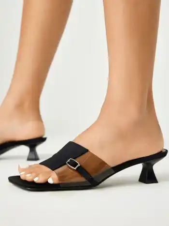 Mikrofaser-Kunstleder Kitten-Heel Mules