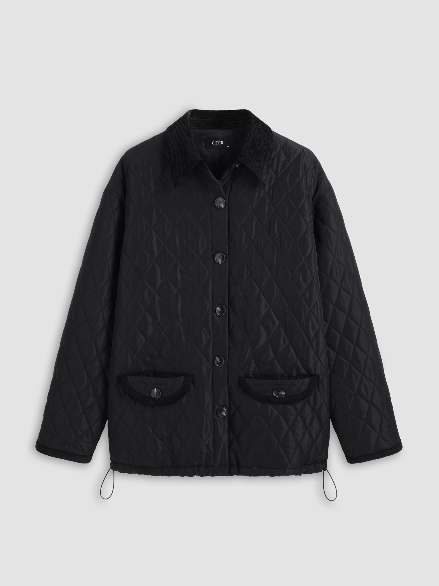 Collar Solid Quilted Pocket Puffer Jacket Curve & Plus