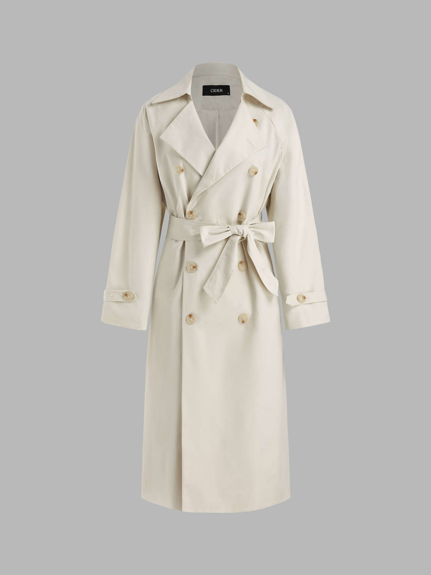Collar Solid Pocket Trench Coat