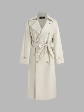Kragen Einfarbiger Tasche Trenchcoat