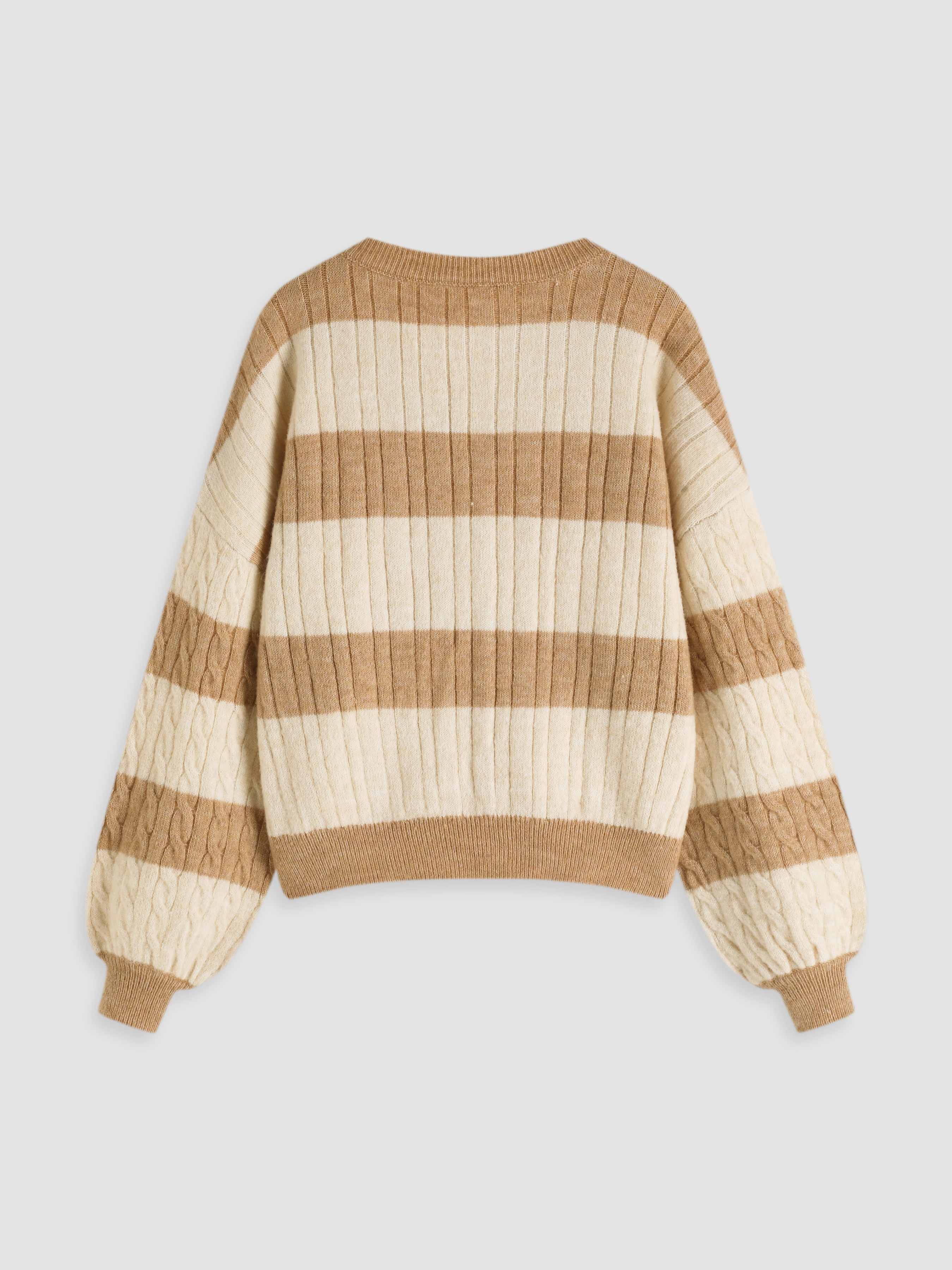 Fall Sweater Knit Fabric Wool-blend V-neck Cable Knit