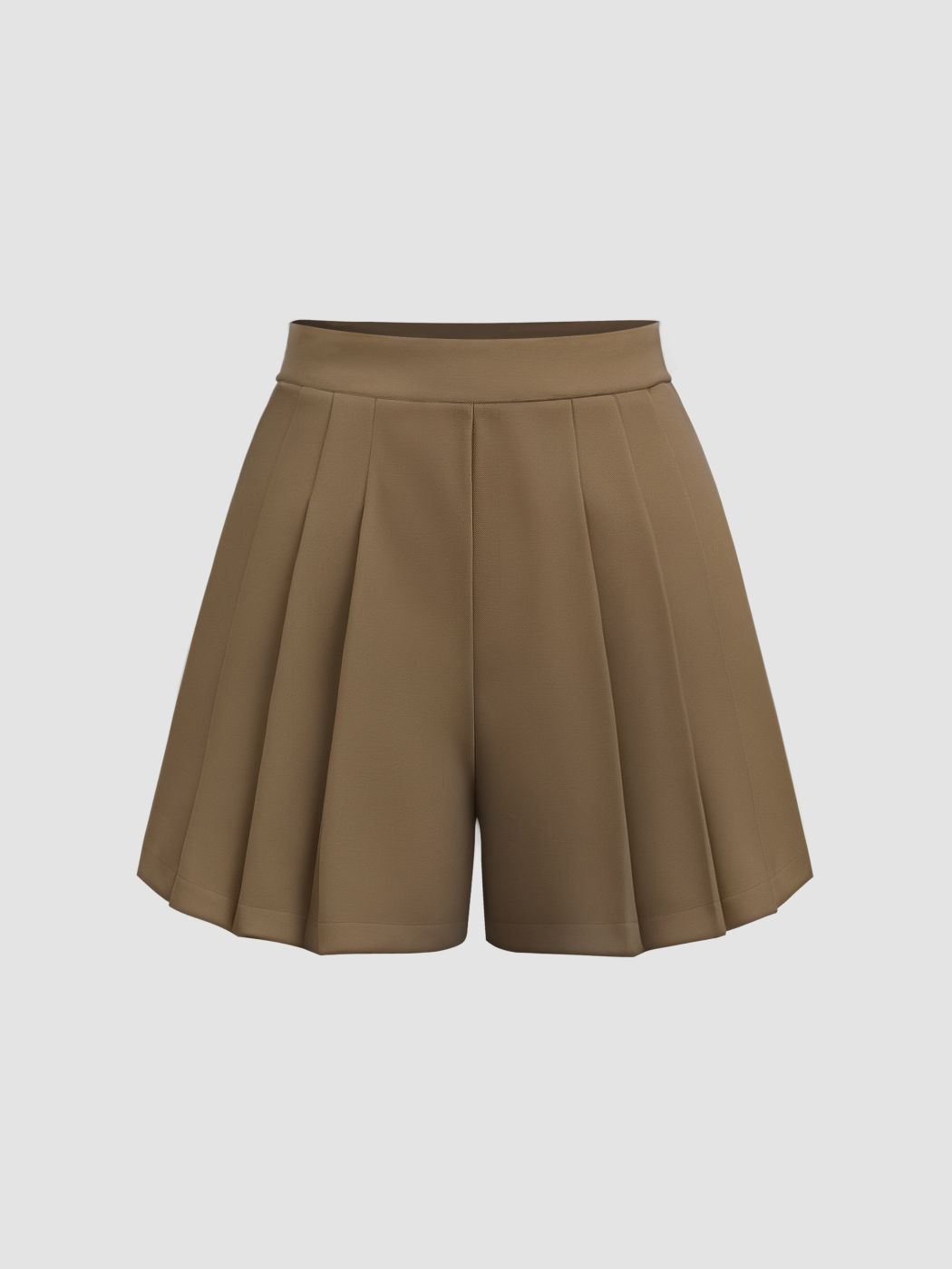  Mittlere Taille Solide Plissierte Shorts