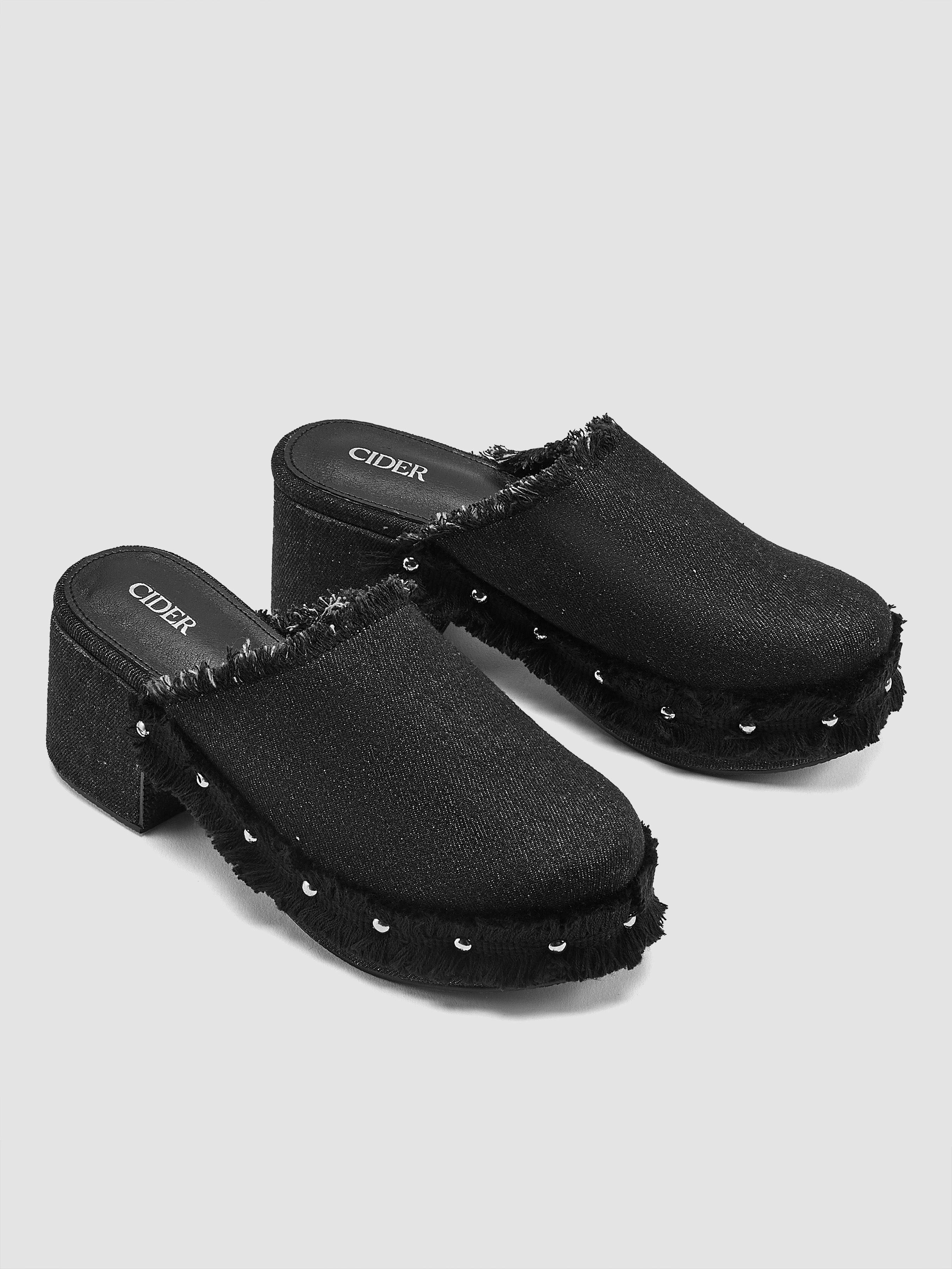 Denim Rivet Pumps For Daily Casual Coffee Shop Holiday Home
