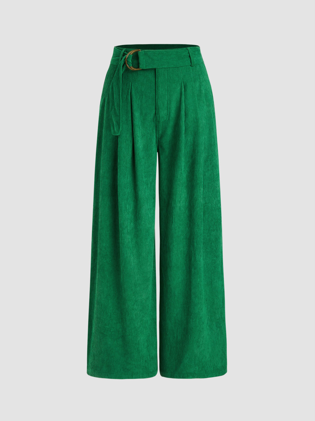  Cordhose mit Gürtel und weitem Bein in mittlerer Taille