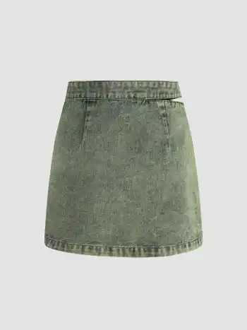  Jeans Hohe Taille Verlauf Ausgeschnittener Minirock