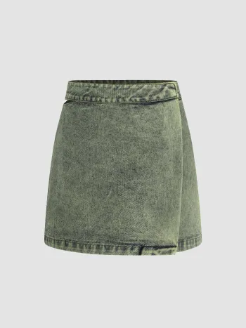  Jeans Hohe Taille Verlauf Ausgeschnittener Minirock