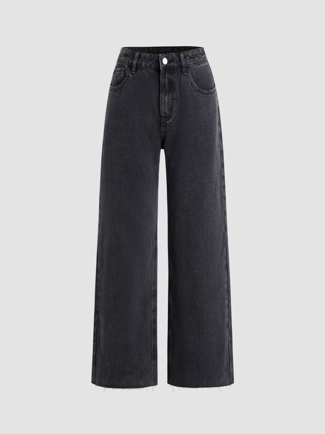 Denim Low Rise Solid Straight Leg Jeans