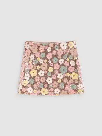 Sequins Floral Mini Skirt