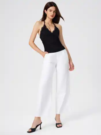 Halter-Ausschnitt, einfarbig, rückenloser Crop Top