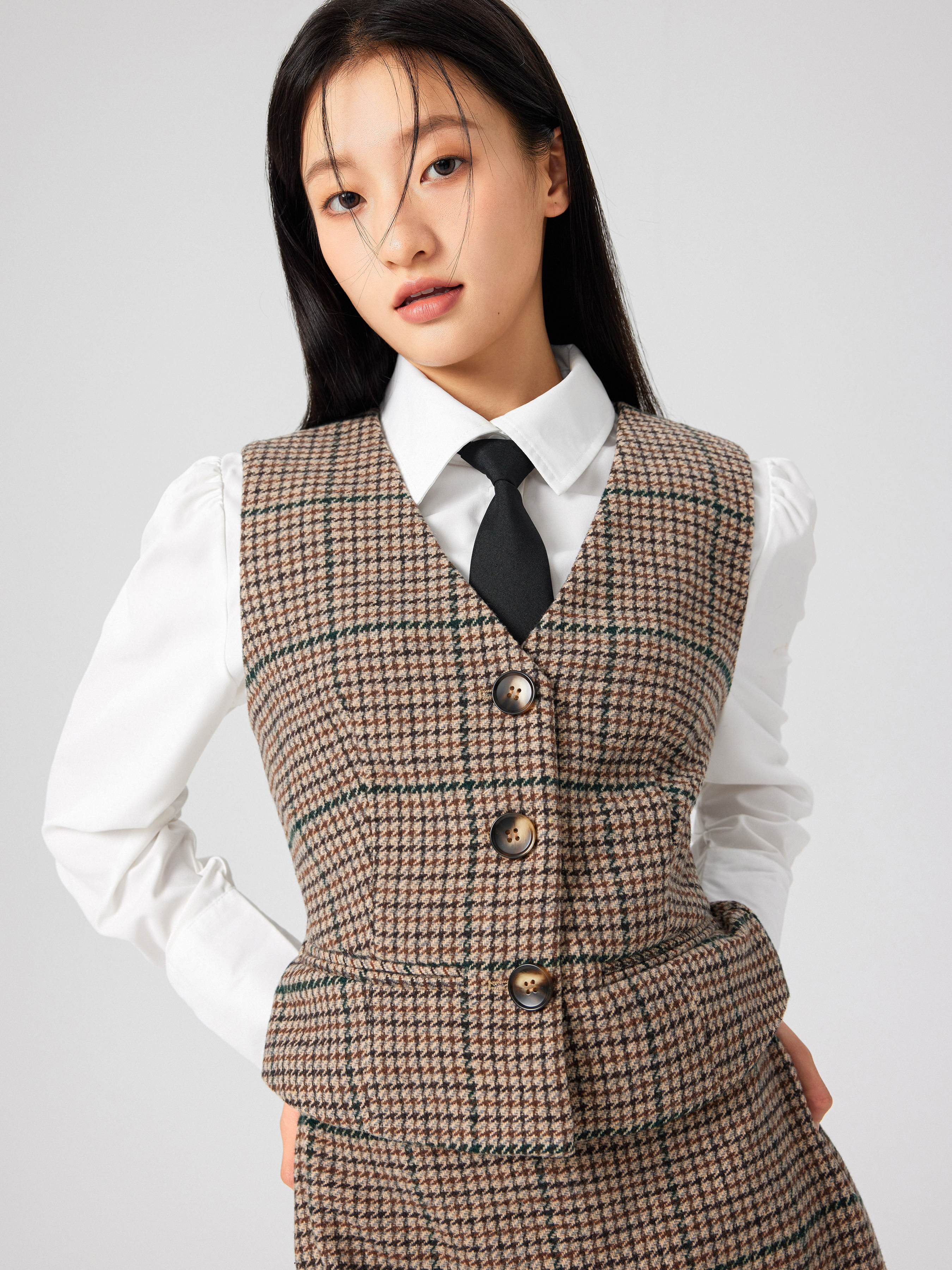 TWEED V NECK FRINGE VEST - BIRTHDAY BASH