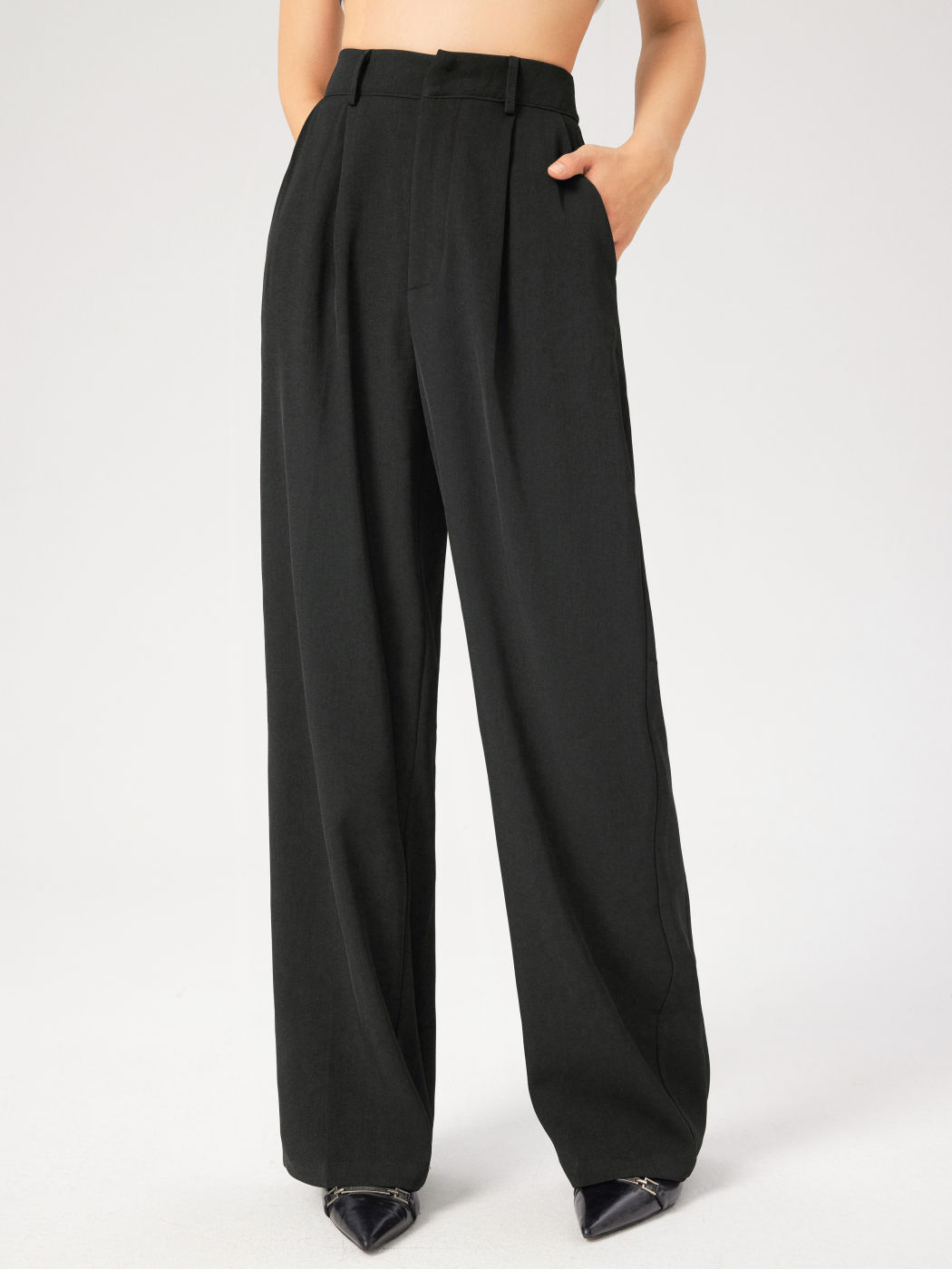 Wide Leg Pants French Riviera Vacation High Waist Pleated Wide Leg ...