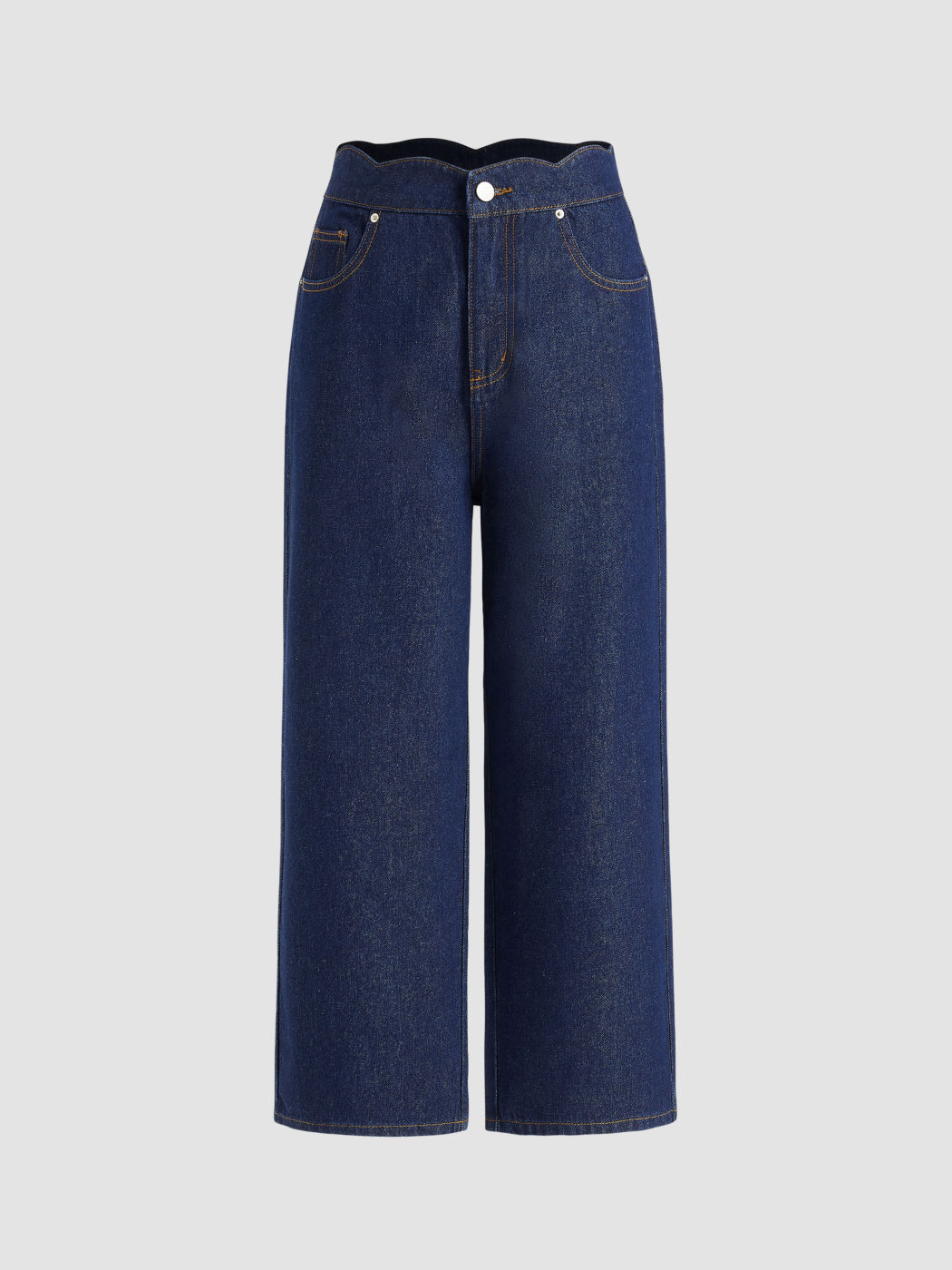 Denim Low Waist Solid Pocket Straight Leg Jeans