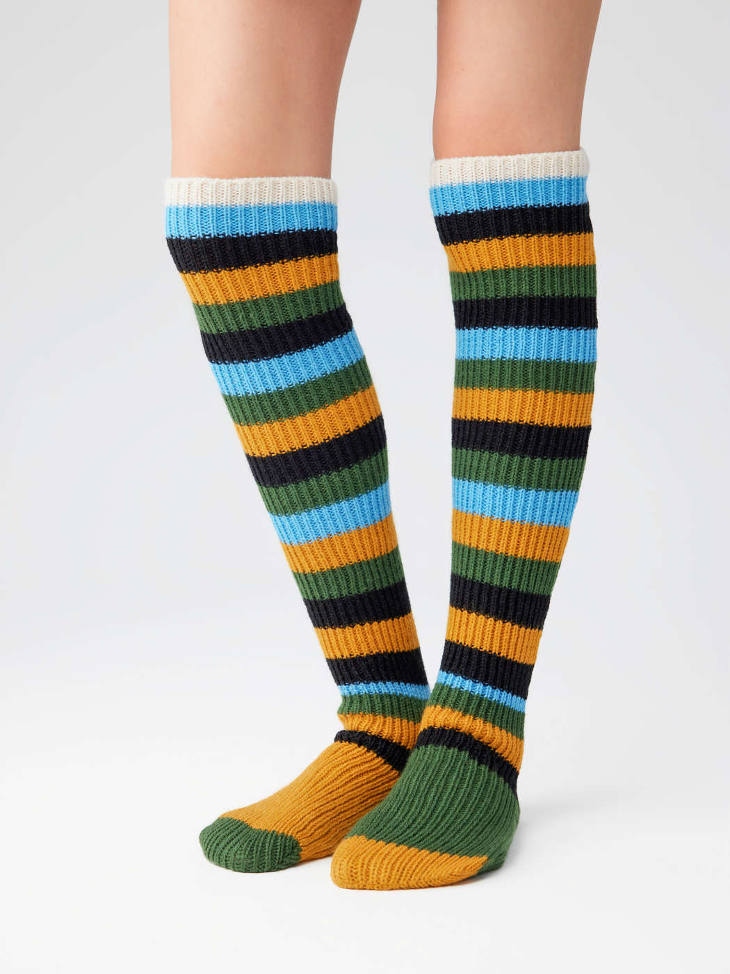 Striped Pattern Over The Knee Socks