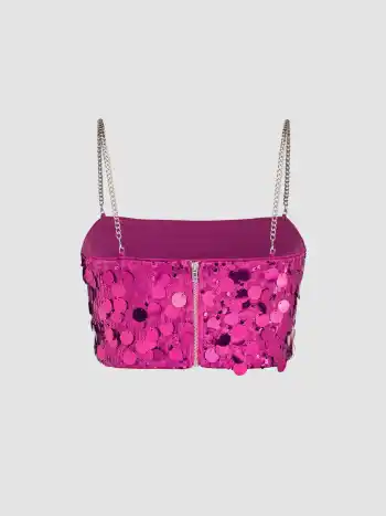 Crop Cami Top mit Reißverschluss und Pailletten