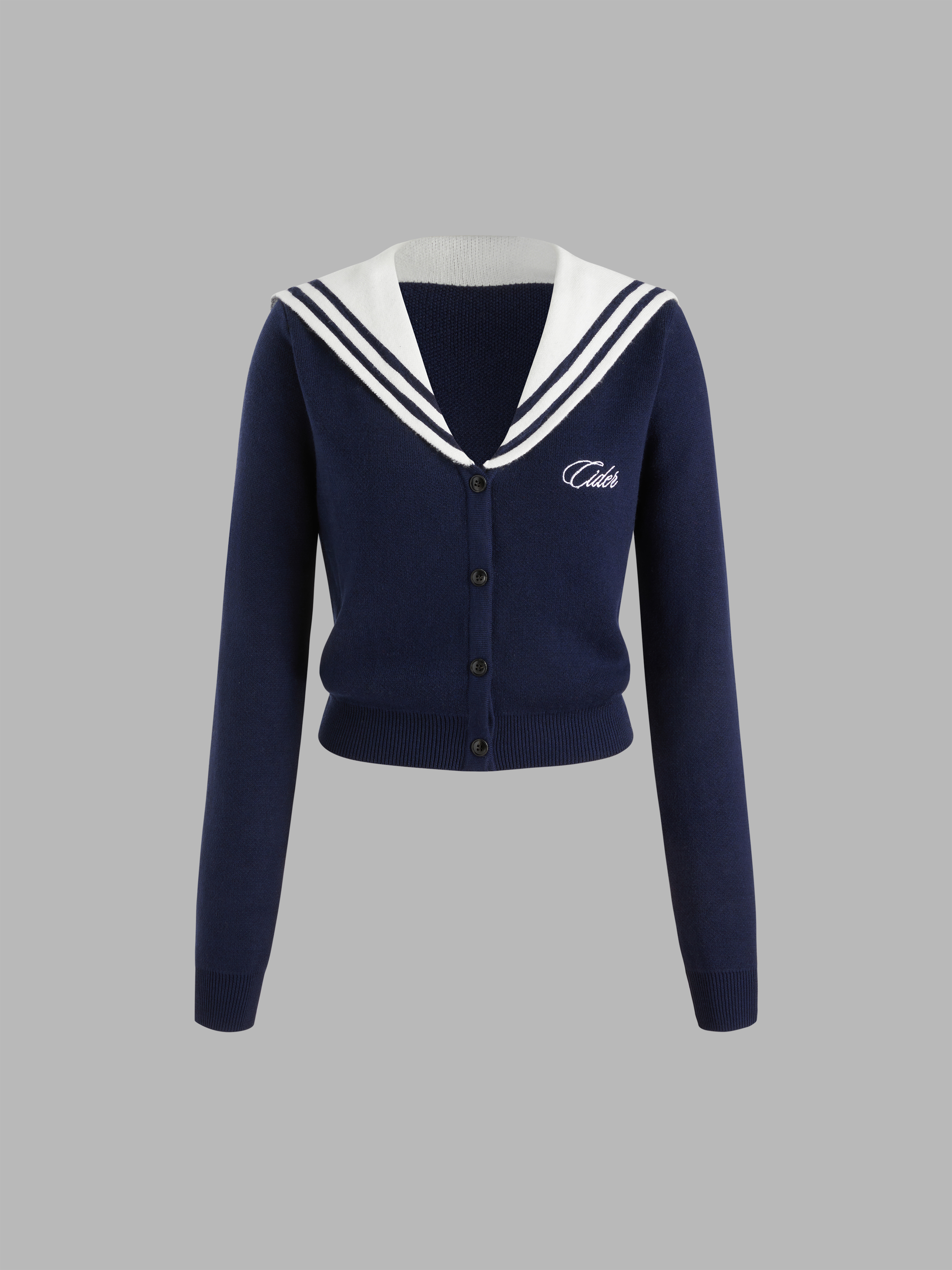 Cider Sailor Collar Button Knit Sweater