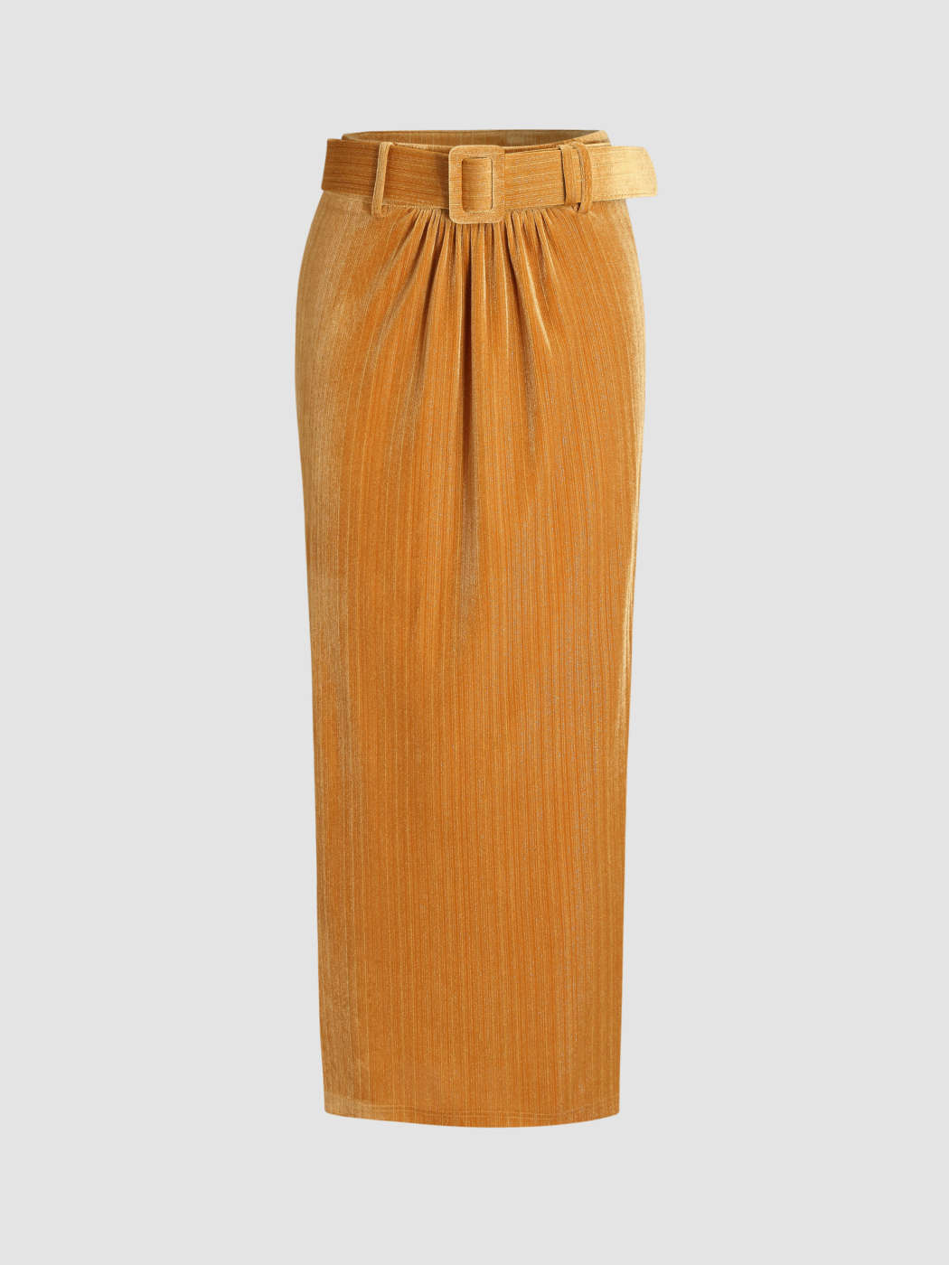 Velvet Velvet Mid Waist Belted Split Maxi Skirt For Daily Casual