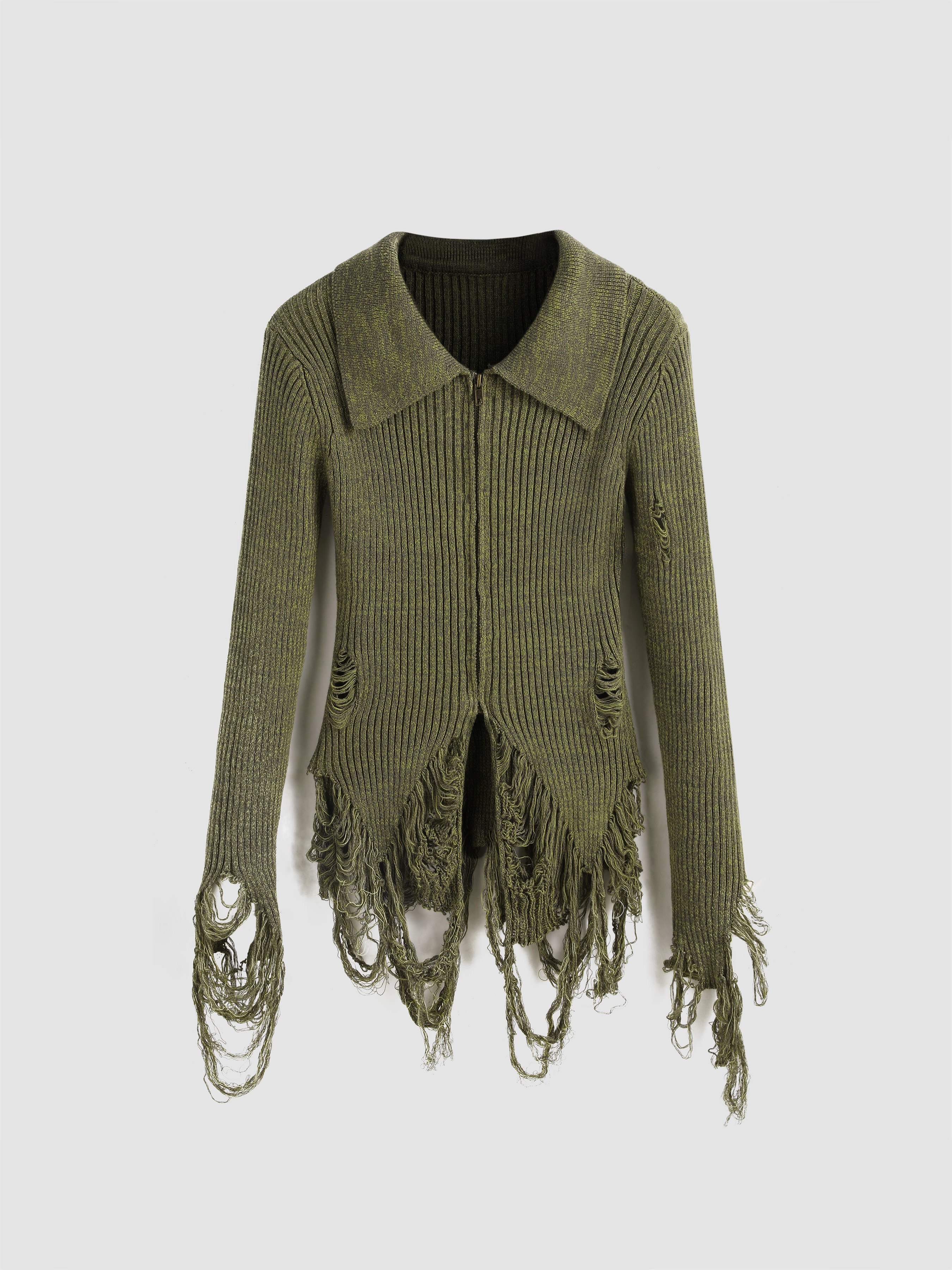 トップス CLANE COLLAR RIB CARDIGAN CLANE/クラネ】COLLAR RIB CARDIGAN/カラーリブカーディガン