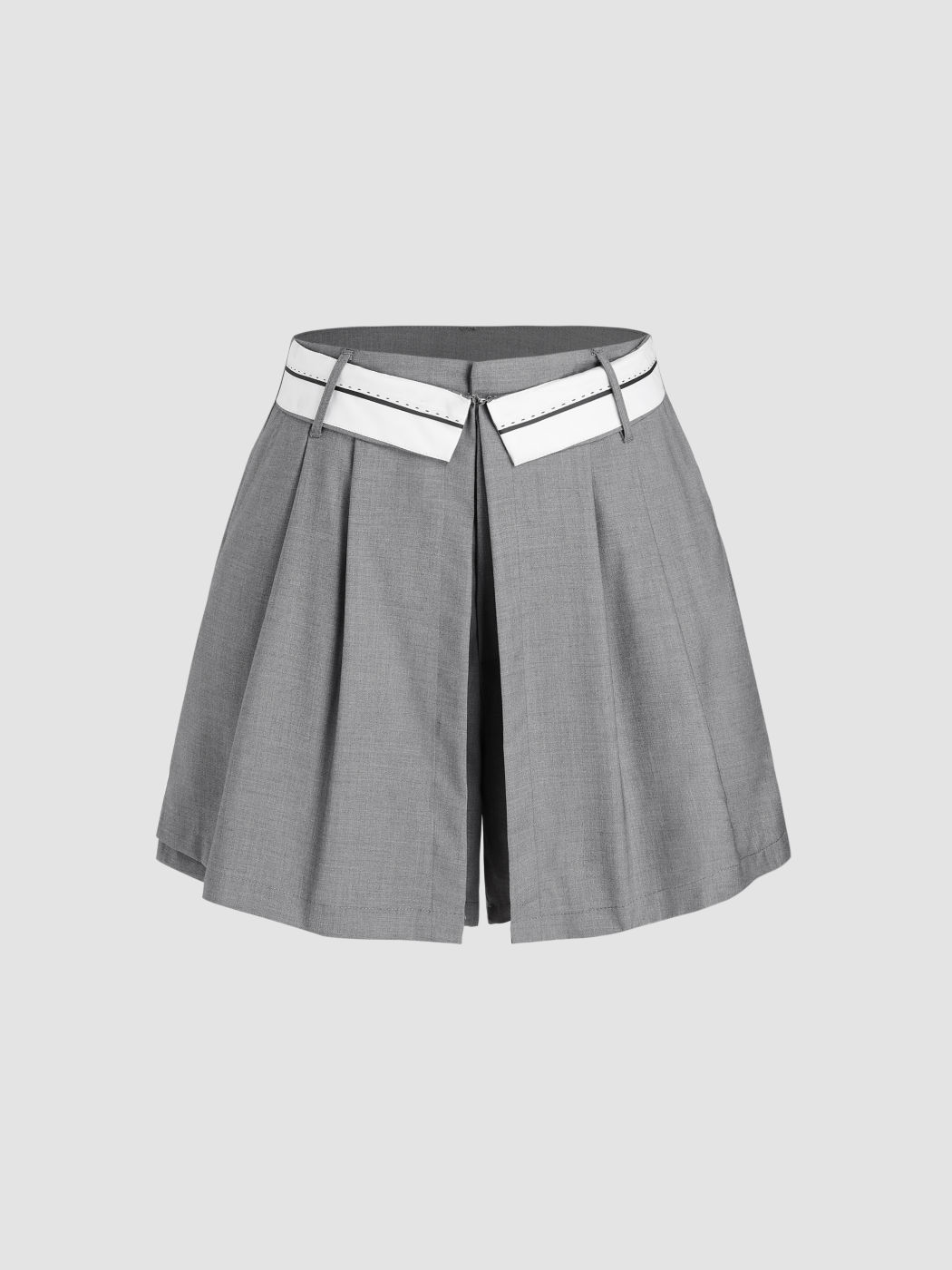 Mittlere Taille Plissierte Tasche Zip Shorts