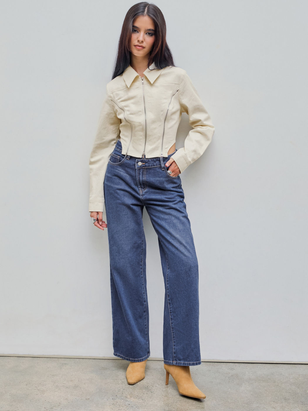 Denim High Waist Pocket Baggy Jeans