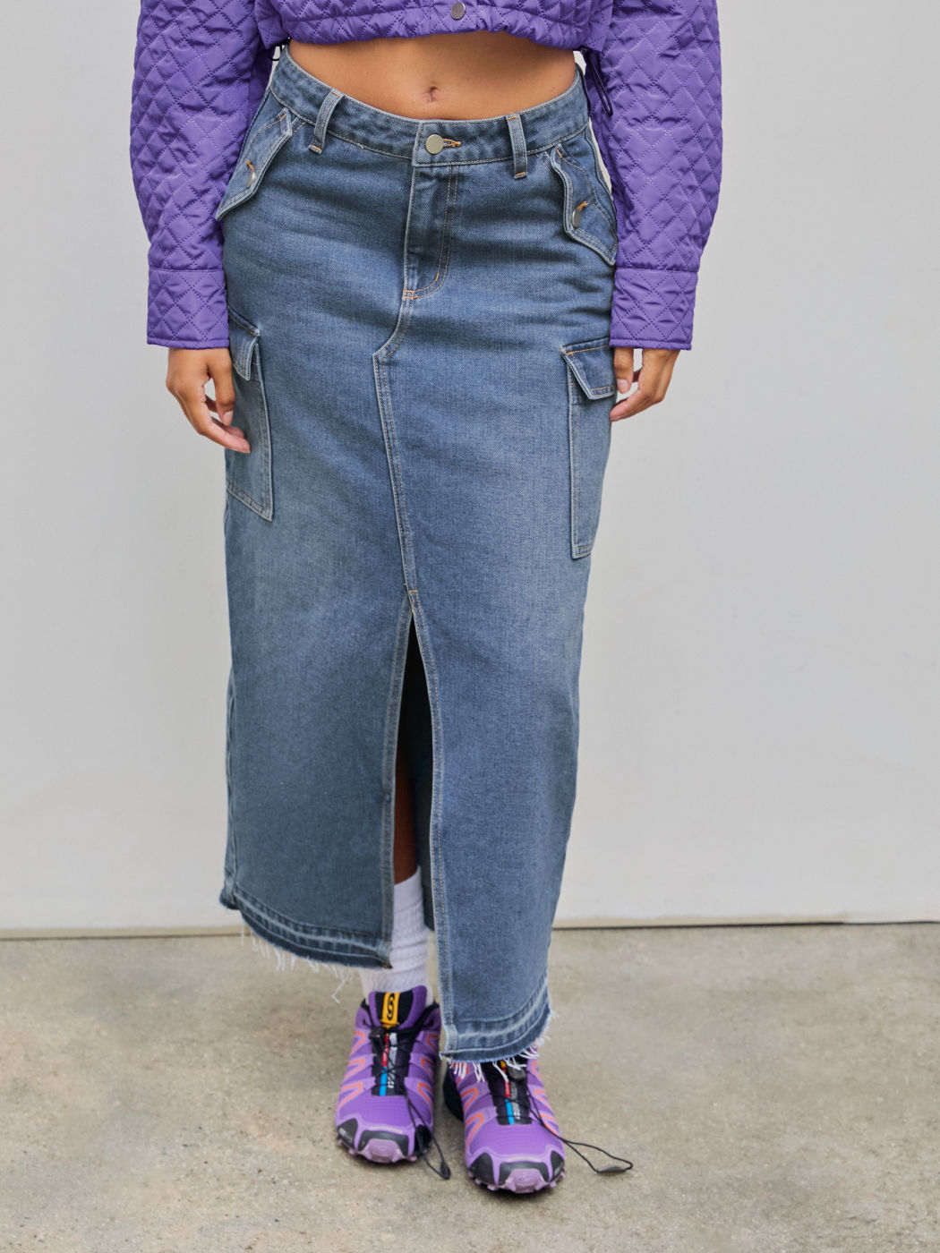  Jeans Hohe Taille Solid Knopfrock