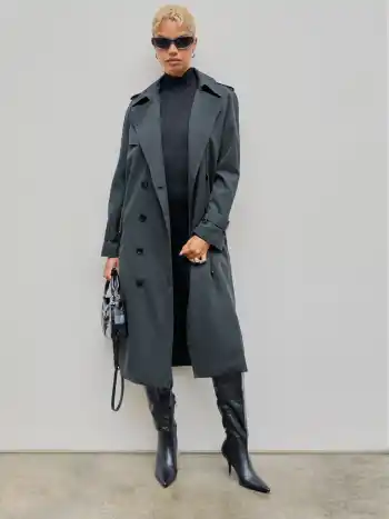  Kragen Taschen Trenchcoat mit Gürtel
