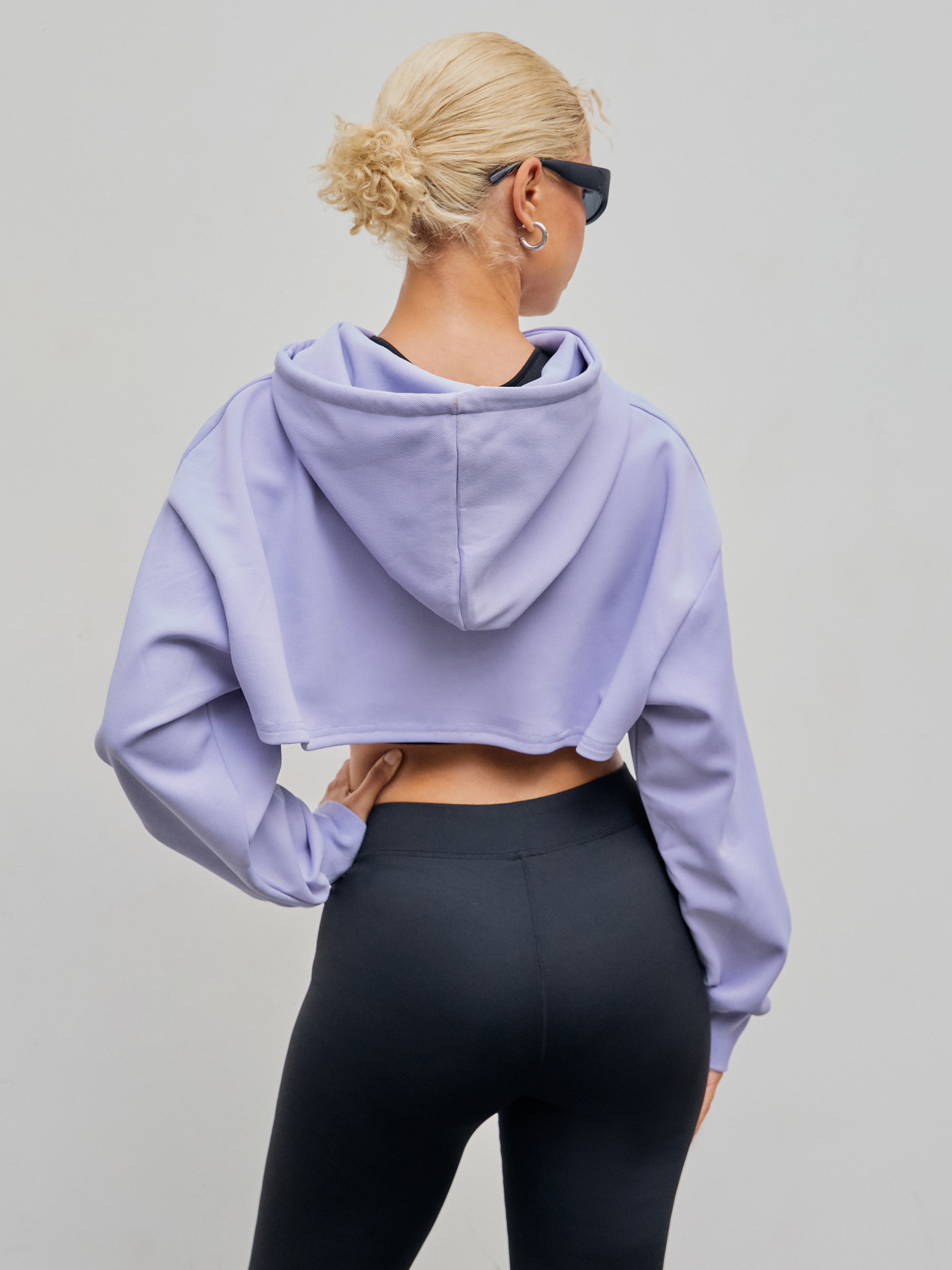 Drawstring waist cropped online hoodie