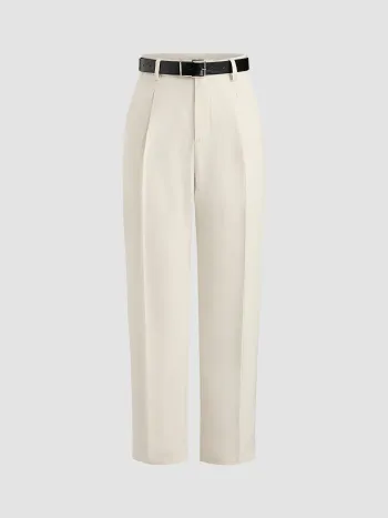 Hoch taillierte einfarbige Cropped Tapered Hosen mit Gürtel