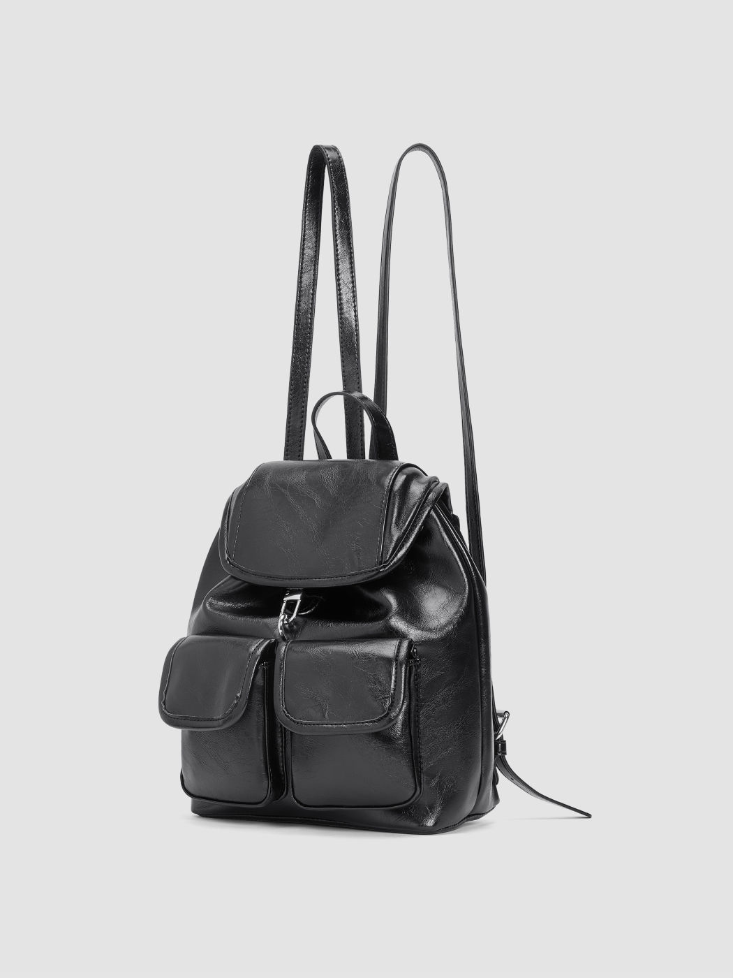 Faux Leather Pocket Backpack