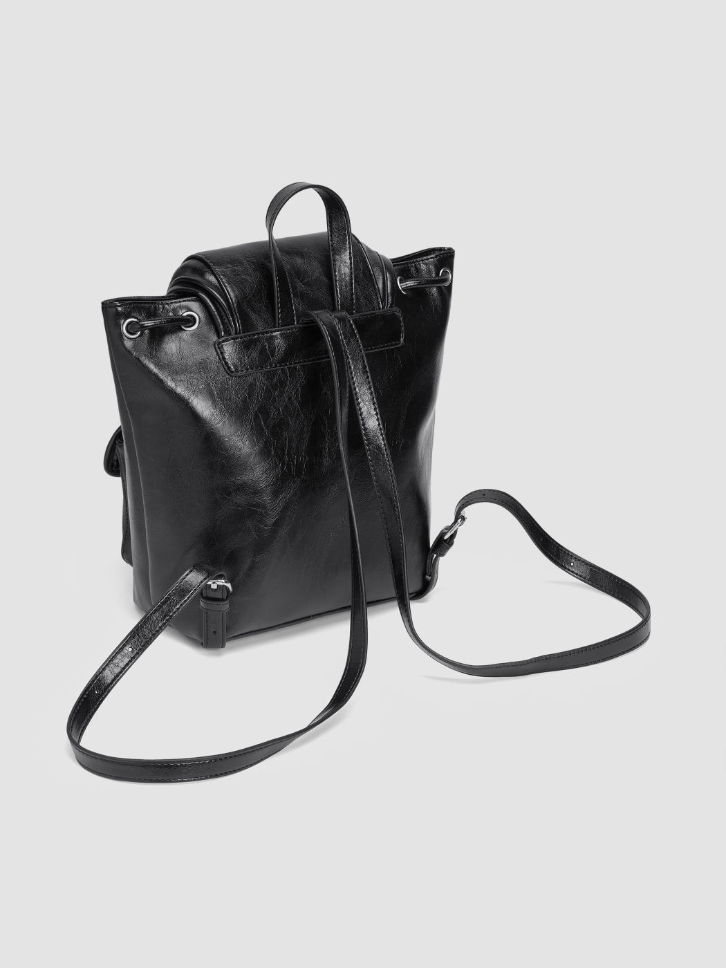 Faux Leather Pocket Backpack