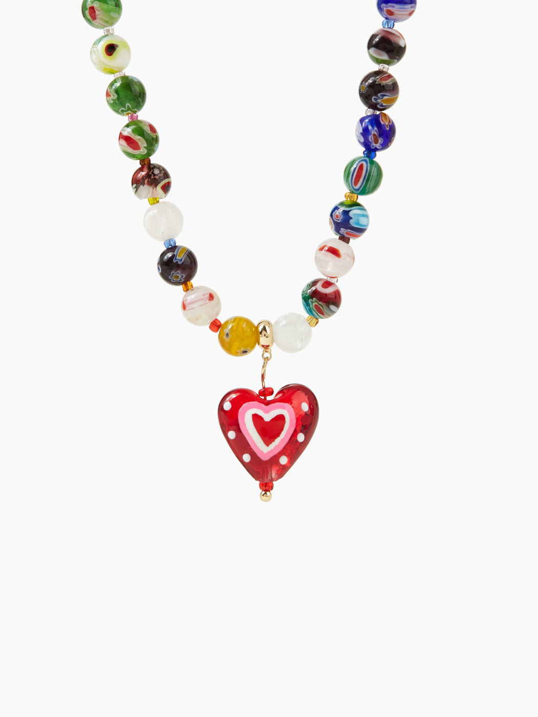 Glass Beaded Heart Decor Pendant Necklace