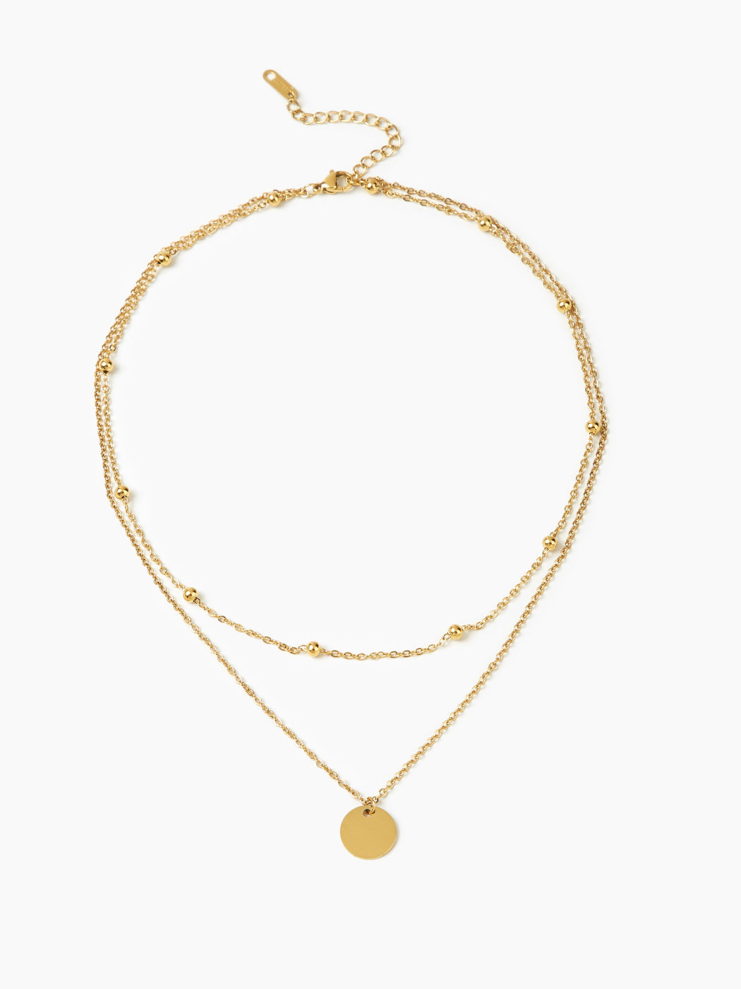 Double Layered Round Beaded Charm Necklace