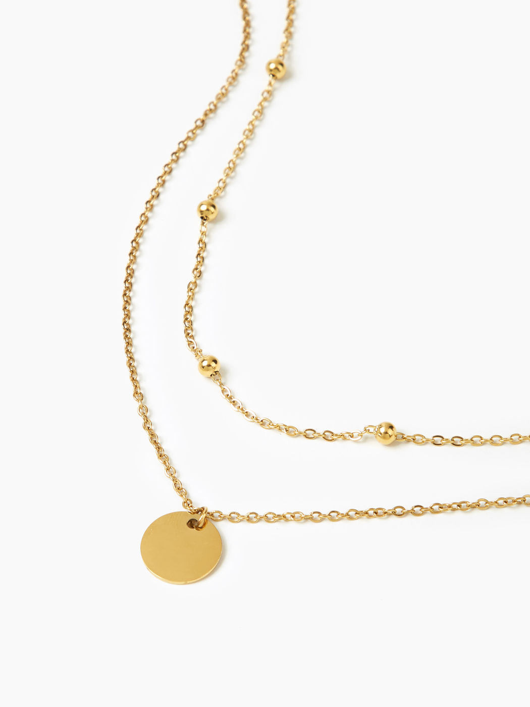 Double Layered Round Beaded Charm Necklace