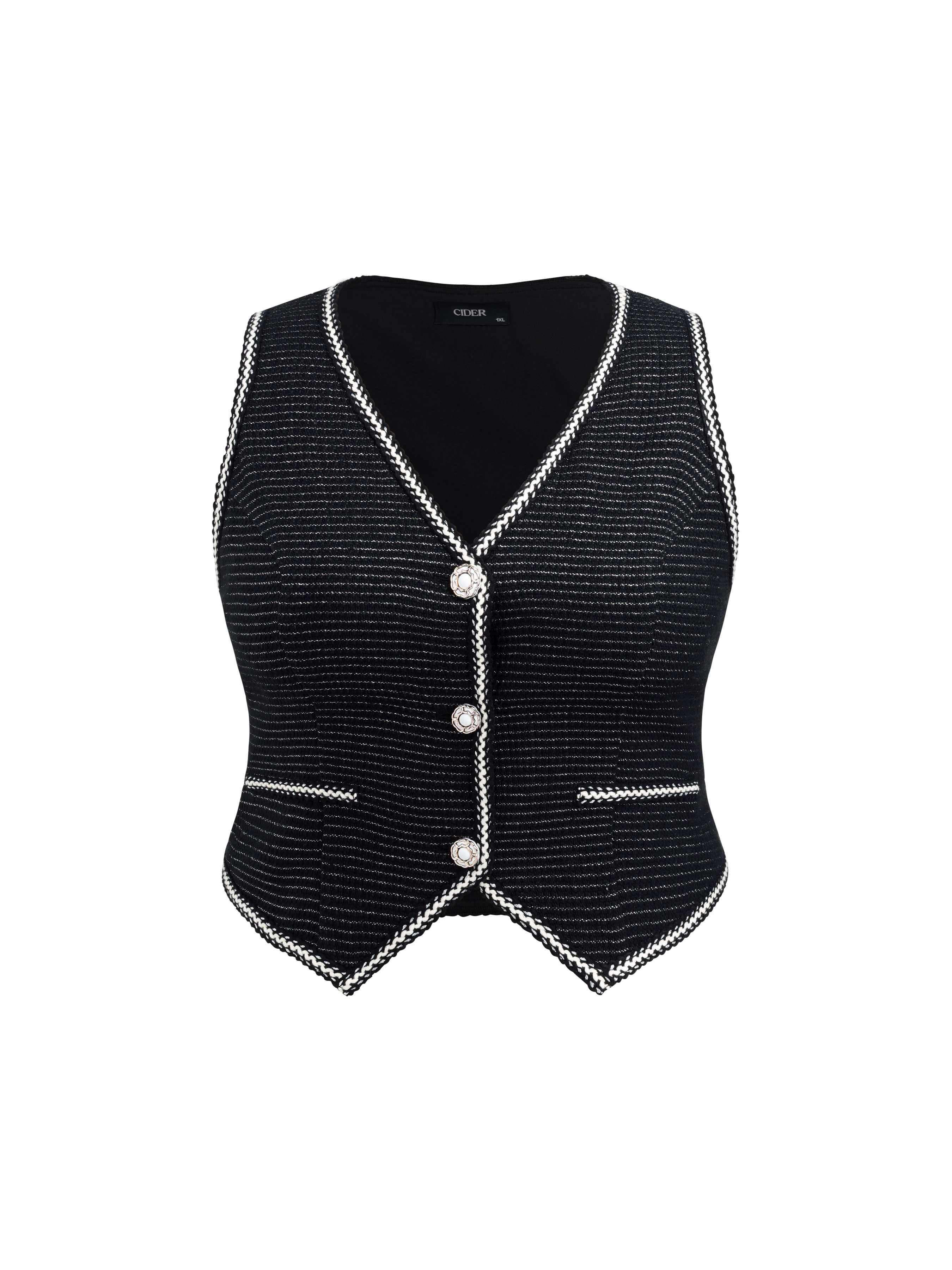 TWEED V NECK FRINGE VEST - BIRTHDAY BASH