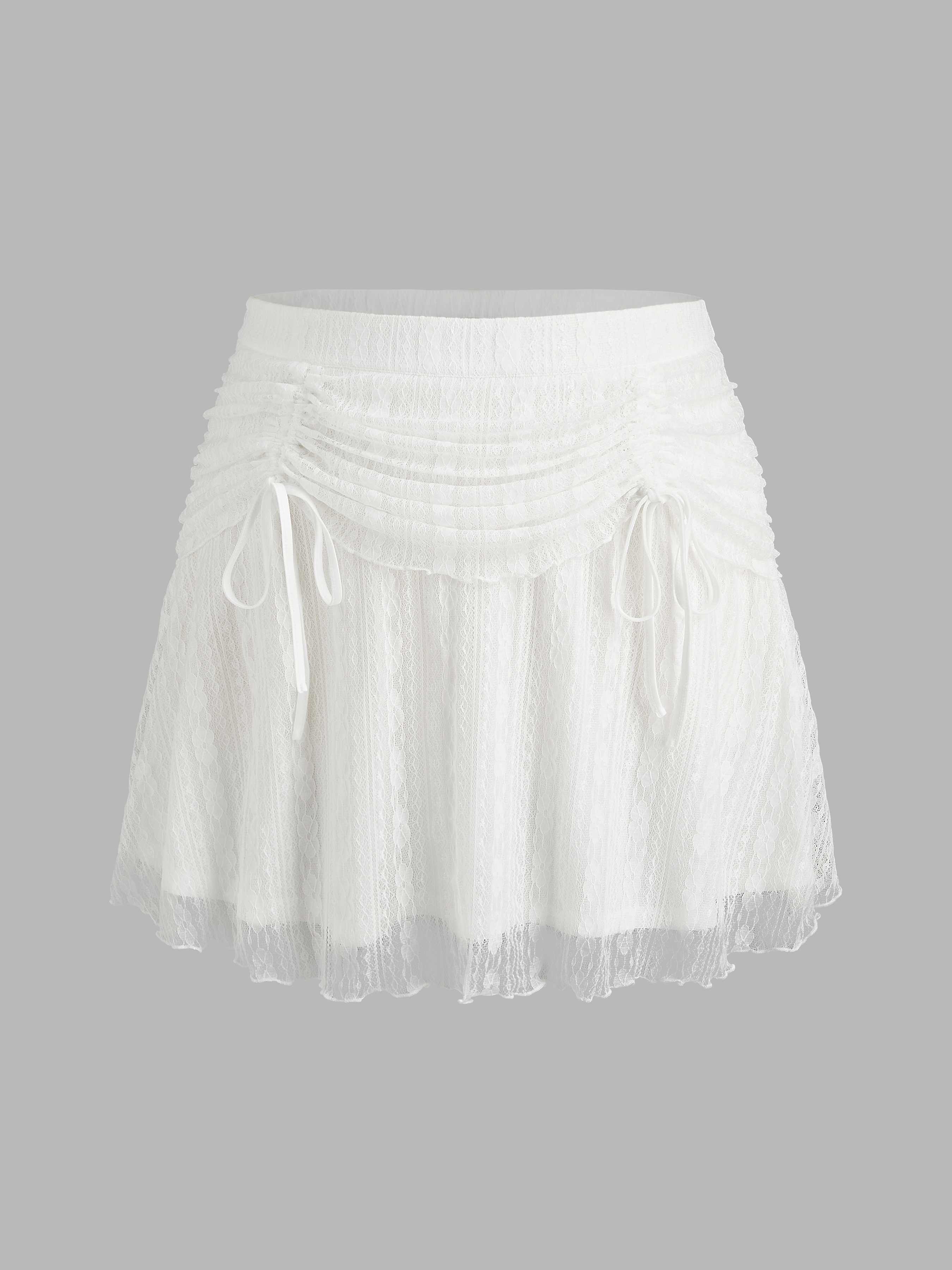 Woven Lace Ruched Mini Skirt Curve & Plus For School Daily
