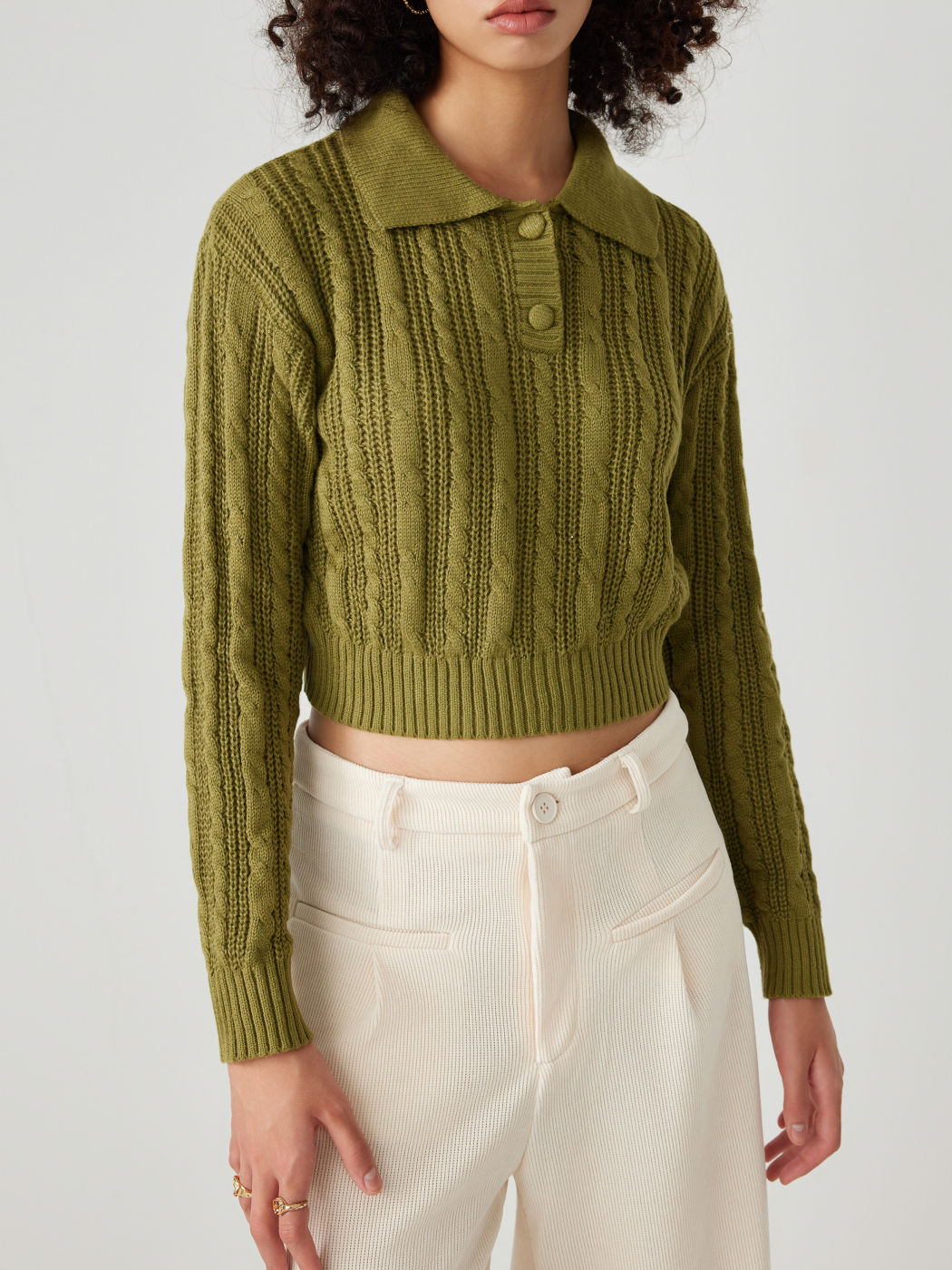 Polo Twist Knit Long Sleeve Sweater