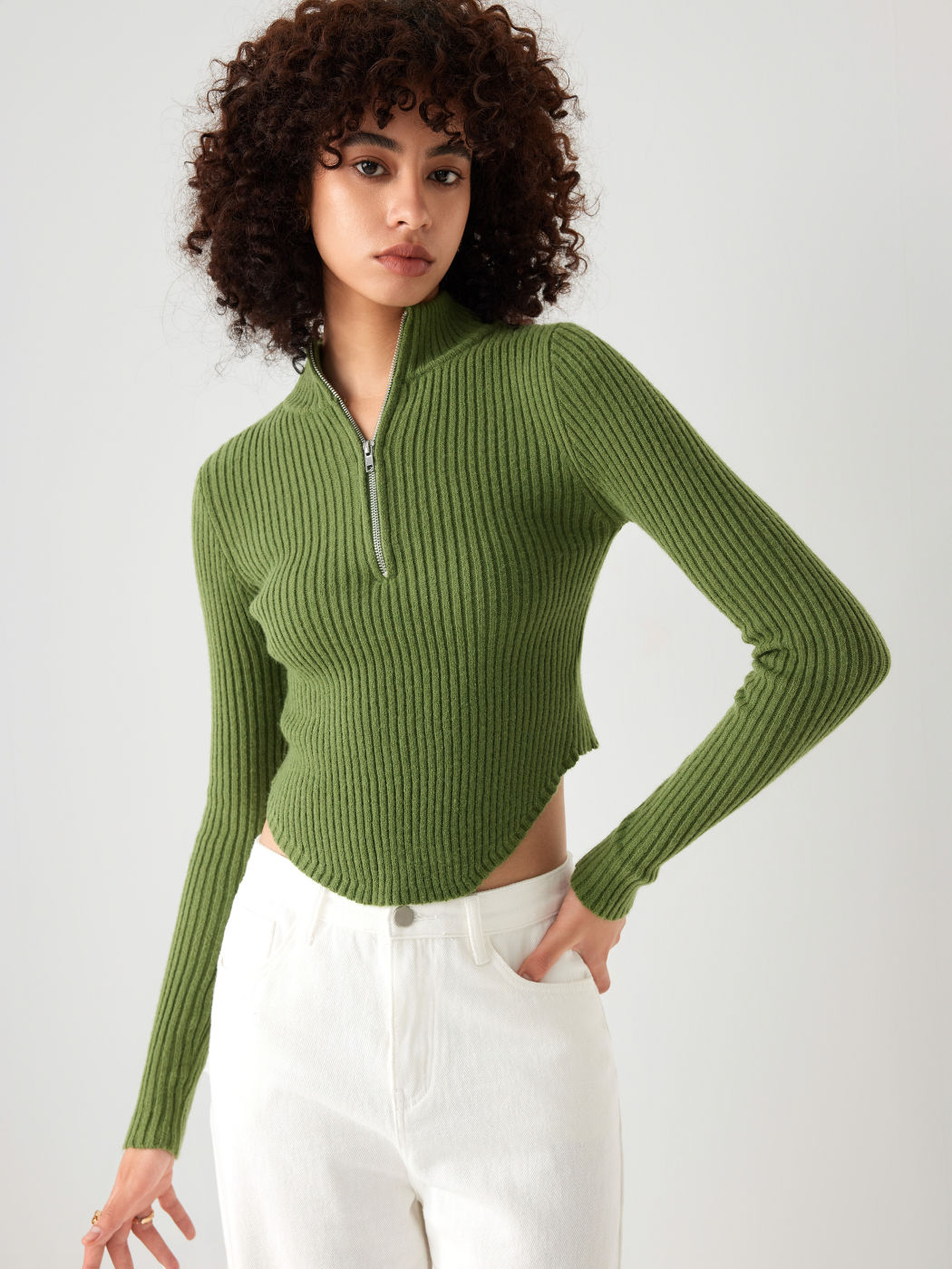  Rippenstrick Langärmliger Pullover