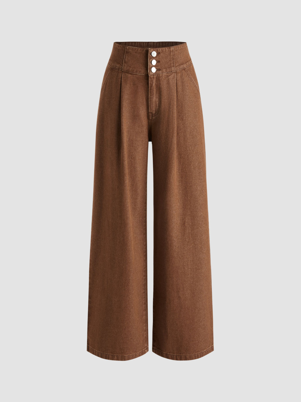 Mid-Hochbund, einfarbige, breite Jeans aus Denim
