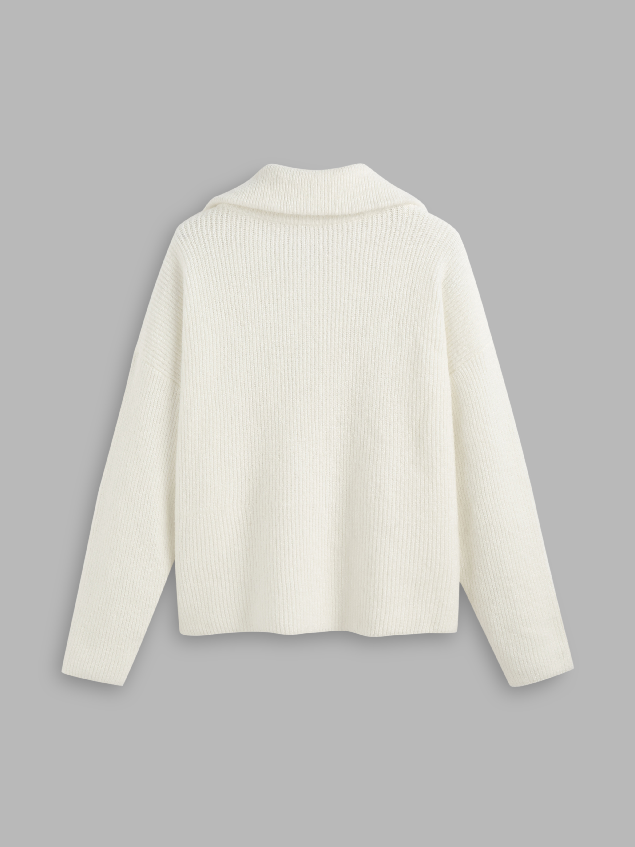 Wool-blend Collar Solid Zipper Knitted Sweater