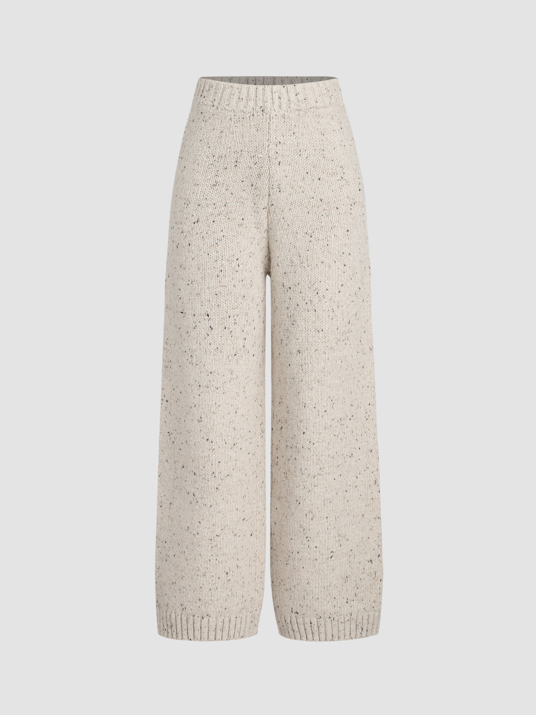 Pantaloni a gamba larga con vita elastica solida a vita media