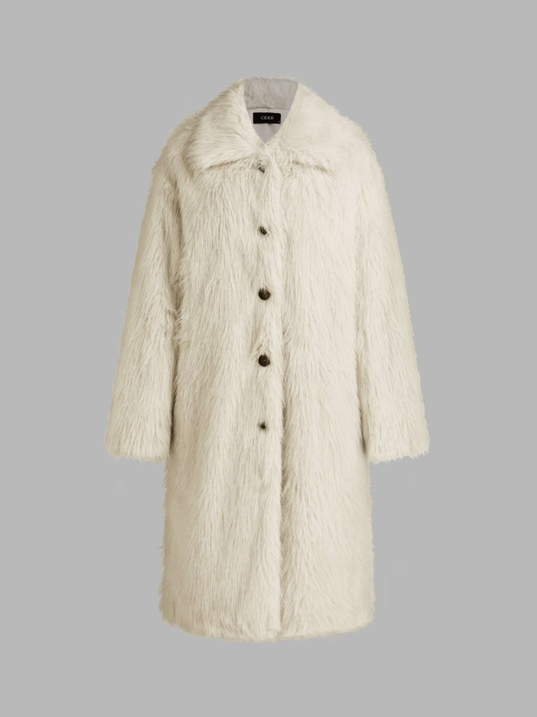 Faux-fur button coat in White