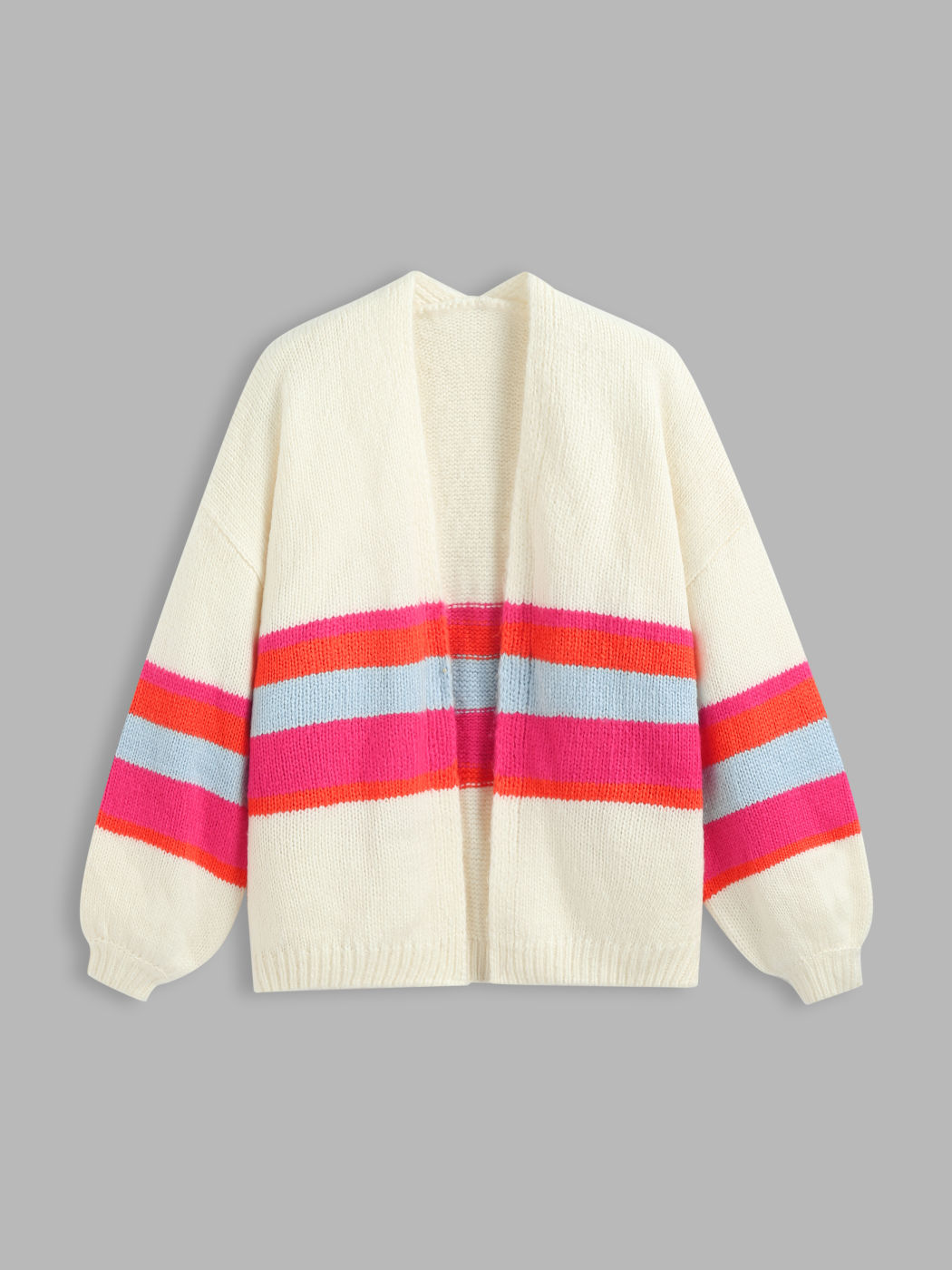  V-Ausschnitt Streifen Strickjacke