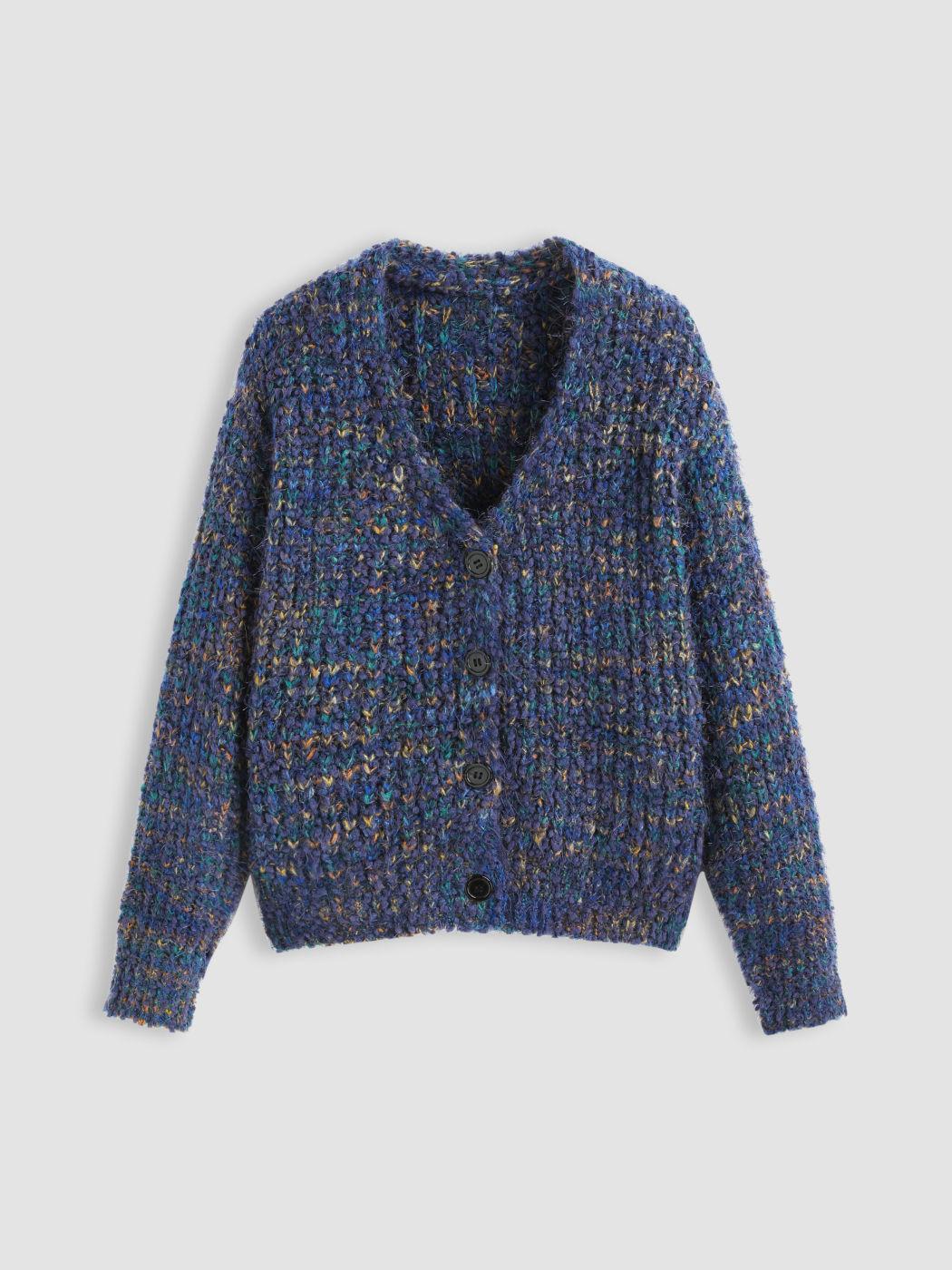  V-Ausschnitt Solid Knopf Strickjacke