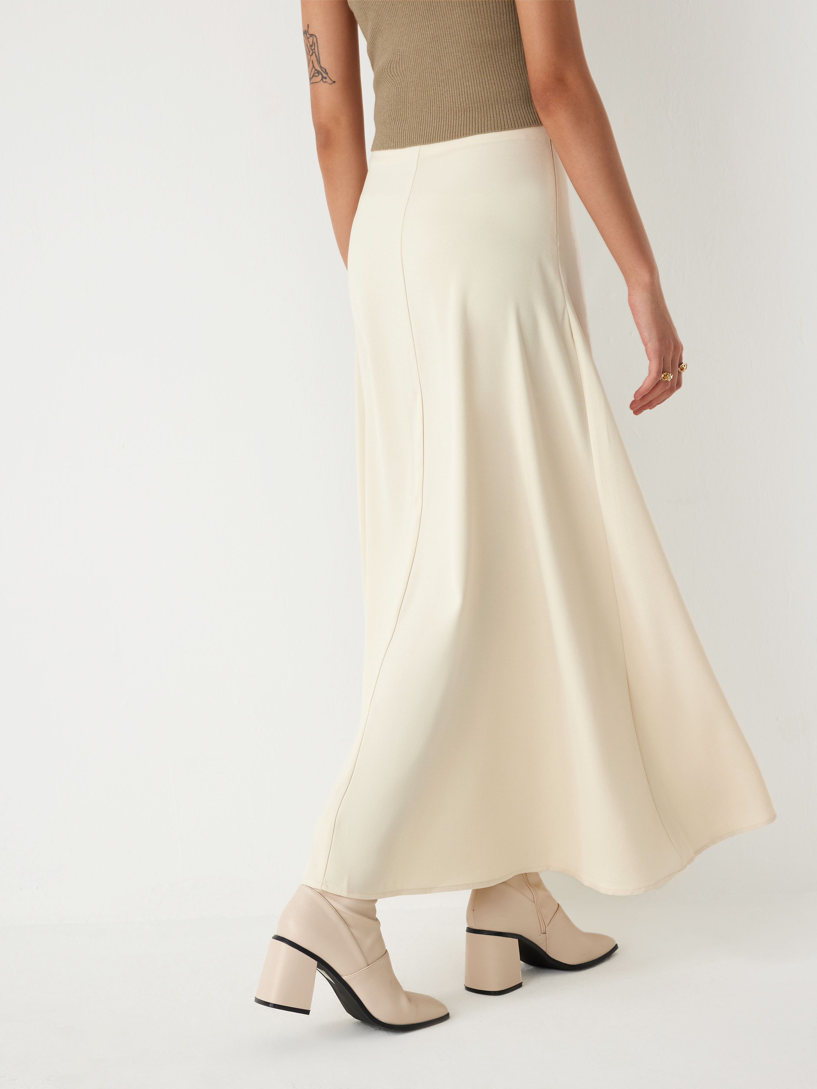 High Waist Solid Pleated Maxi Skirt