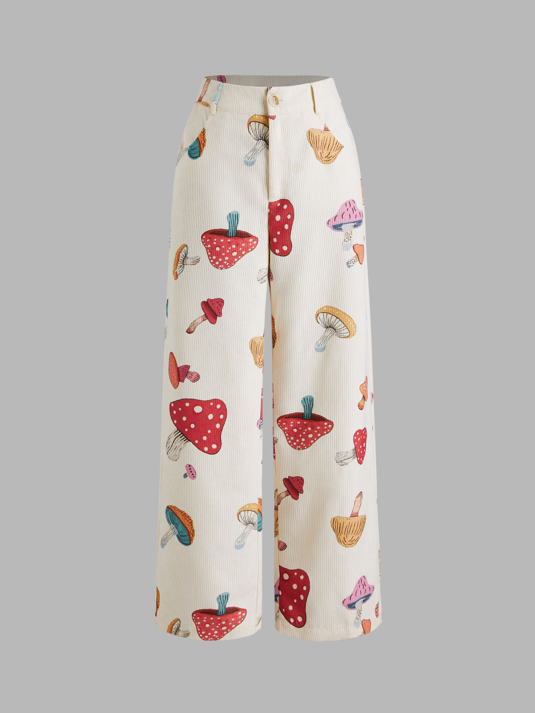  Cordhose mit mittlerer Taille und breitem Bein mit Pilztasche