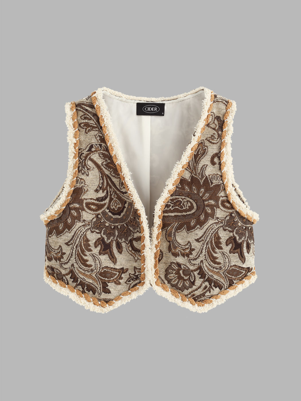 Faux-Fell-V-Ausschnitt-Paisley-Weste