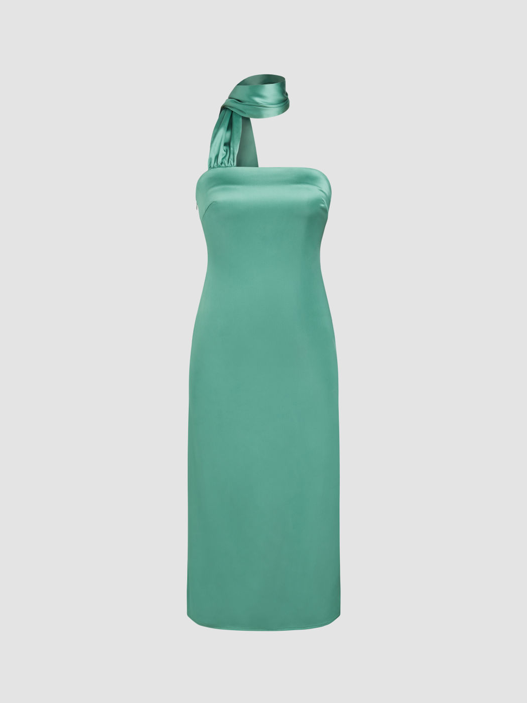  Satin Halter Solid Reißverschluss Maxikleid
