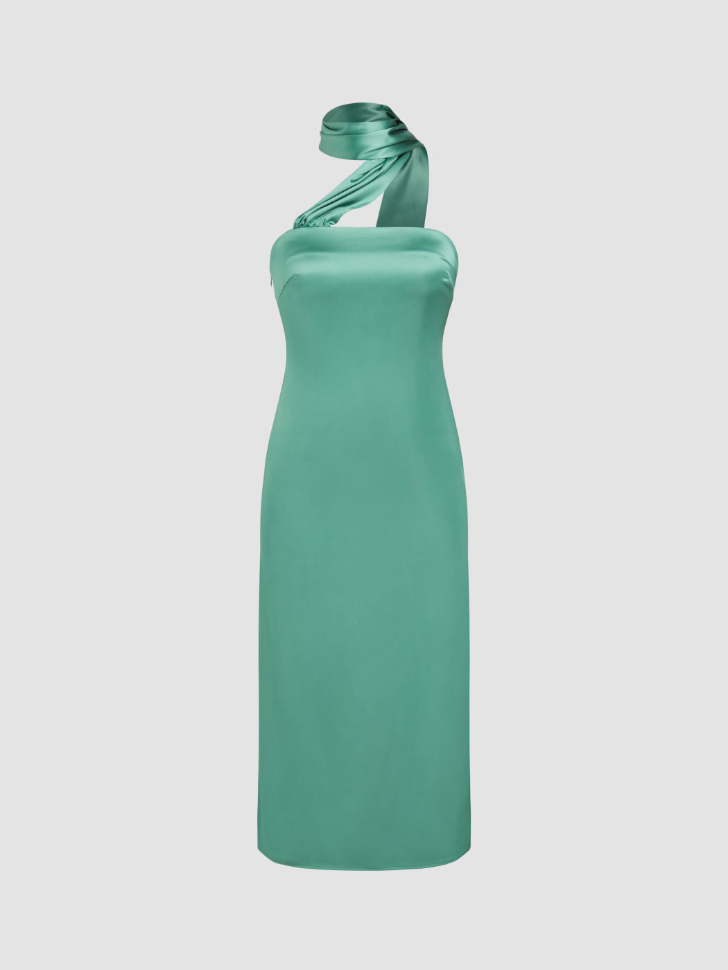  Satin Halter Solid Reißverschluss Maxikleid